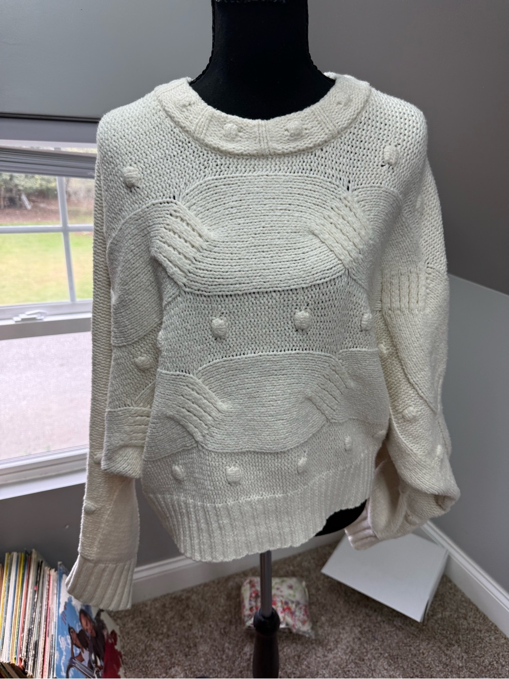 Wild fable Cream Textured Cable Knit Sweater